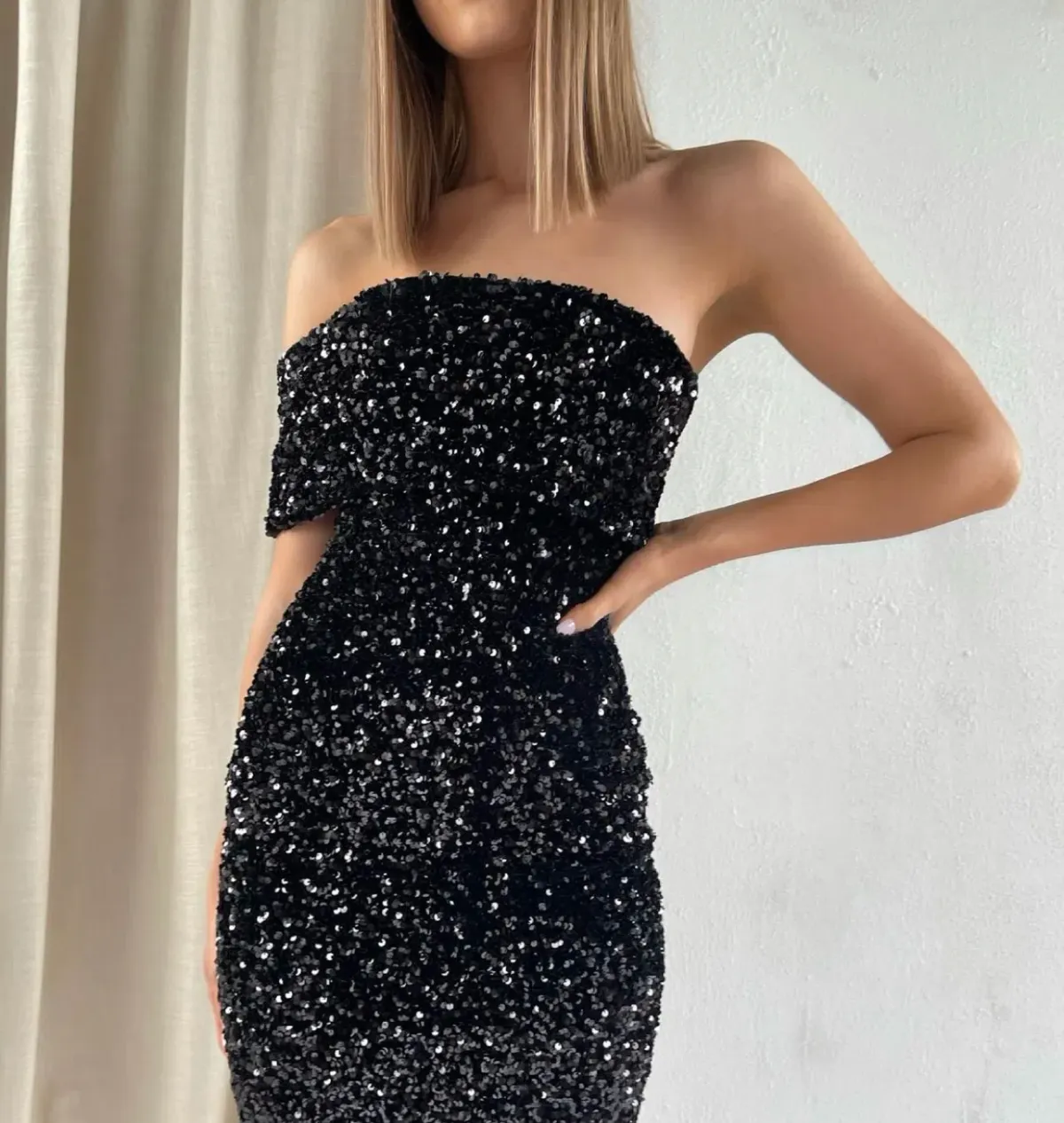 ELIYA THE LABEL ALYSSA SEQUIN MIDI DRESS BLACK L LARGE 12 - Image 3
