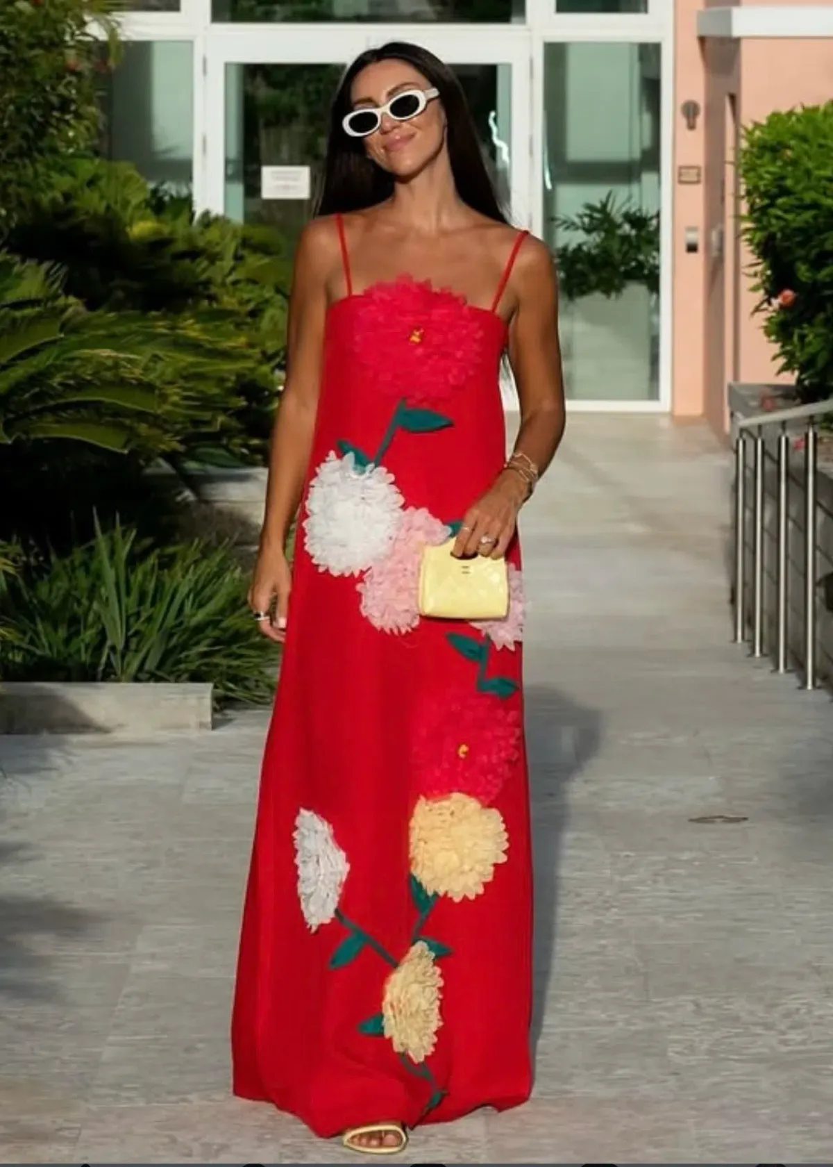 Buttercup Embroidered Maxi Dress In Red - Image 1