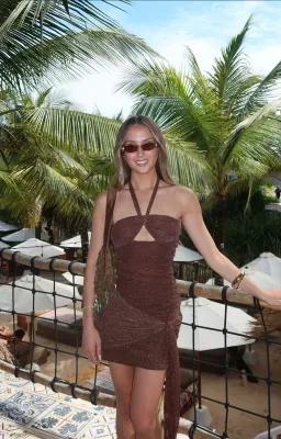 Benni  Prianka Halter Mini Dress in Espresso Size 6 for rent on The Volte - image 7