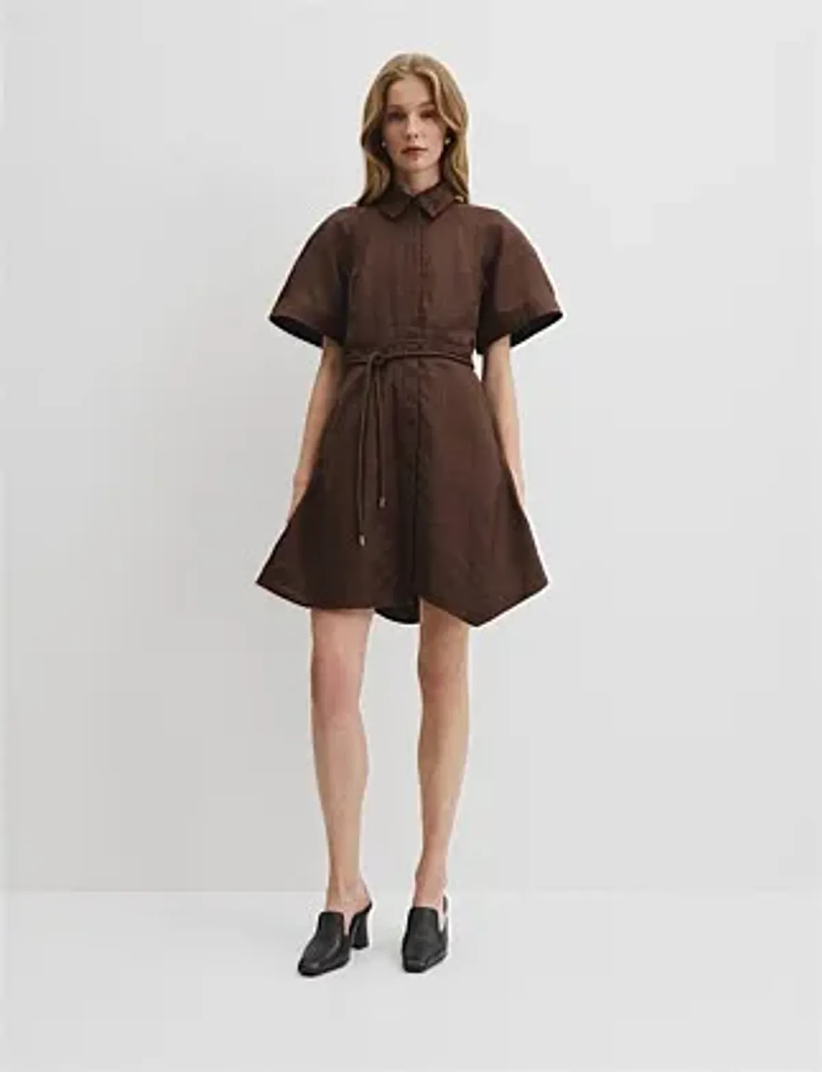 Country Road Asymmetric Hem Mini Dress Brown Size 12 - Image 2