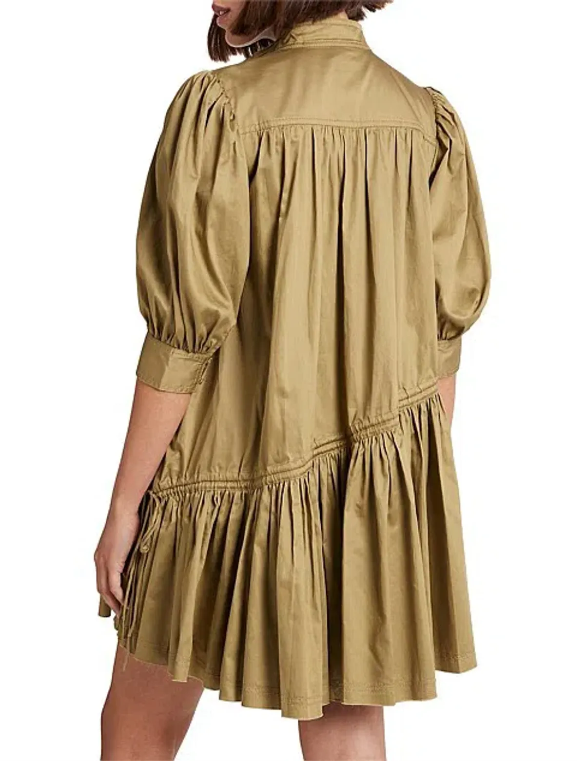 Aje Frequency Khaki Puff Sleeve Smock Dress Size 8 - Image 5