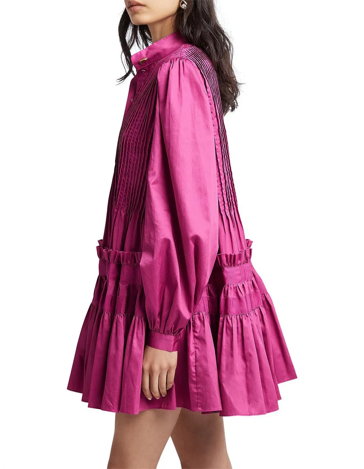 Aje Run Free Long Sleeve Smock Dress Magenta Size 10 - Image 3
