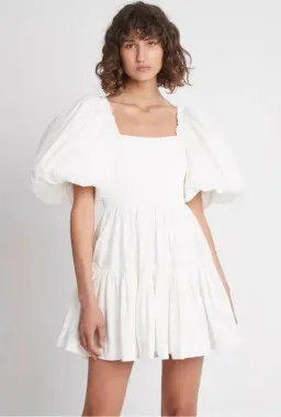 Aje Casa White Puff Sleeve Mini Dress size 16 for rent on The Volte - image 2