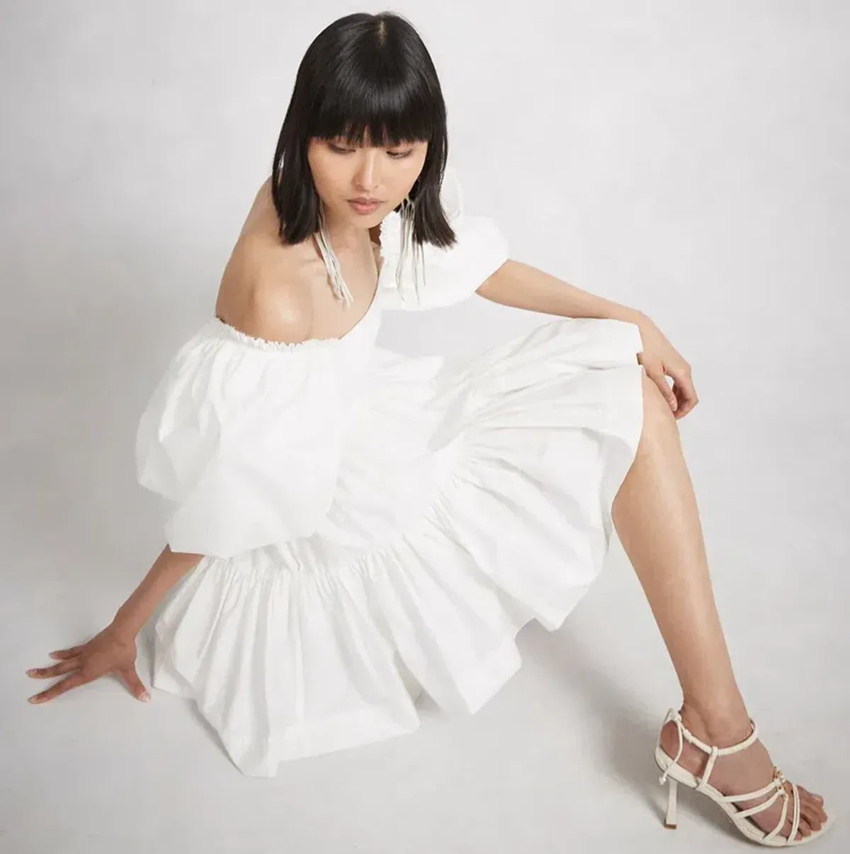 Aje Casa White Puff Sleeve Mini Dress size 16 - Image 5