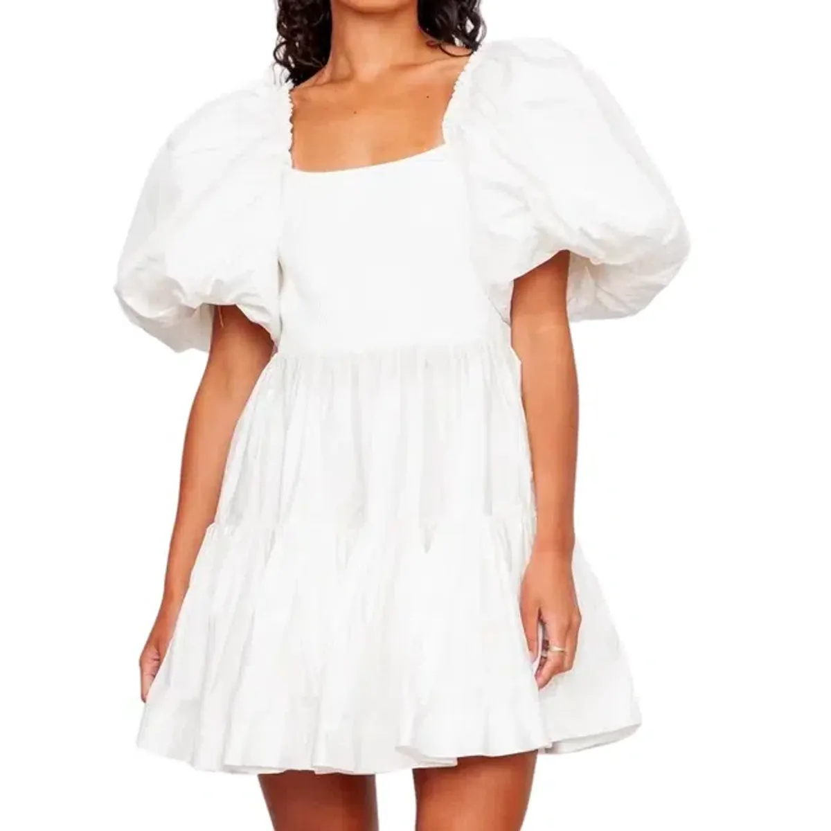 Aje Casa White Puff Sleeve Mini Dress size 16 - Image 3