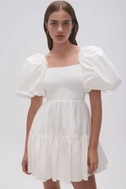 Aje Casa White Puff Sleeve Mini Dress size 16 for rent on The Volte - image 1