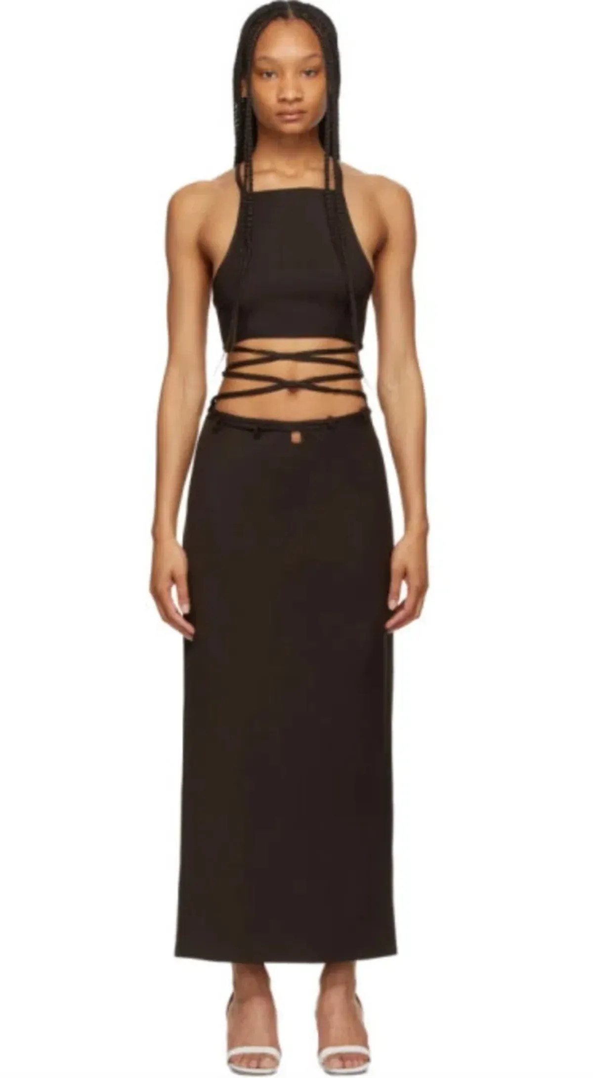 Christopher Esber Wrapped Interlock Tie Halter Dress - Image 1