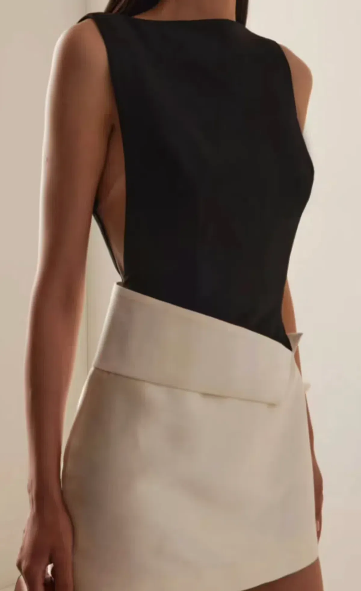 Rachel Gilbert Rikki Foldover Stretch-crepe Mini Dress In Black & white AU 8 - Image 1