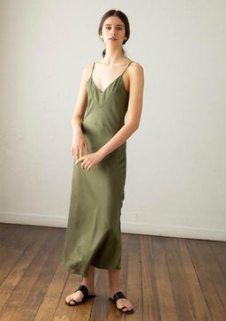 Marle Garbo Slip Dress Khaki Size 12 for rent on The Volte - image 1