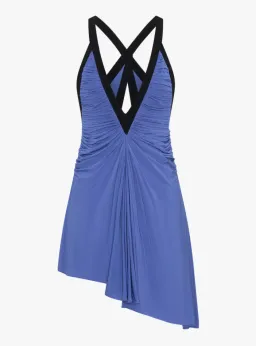CHRISTOPHER ESBER V-NECK MINI DRESS IN BLUE SIZE 8  for rent on The Volte - image 3