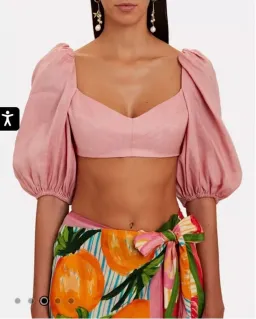 Zimmermann Jeannie Linen Crop Top Pink Size 0P / AU 6 for rent on The Volte - image 2