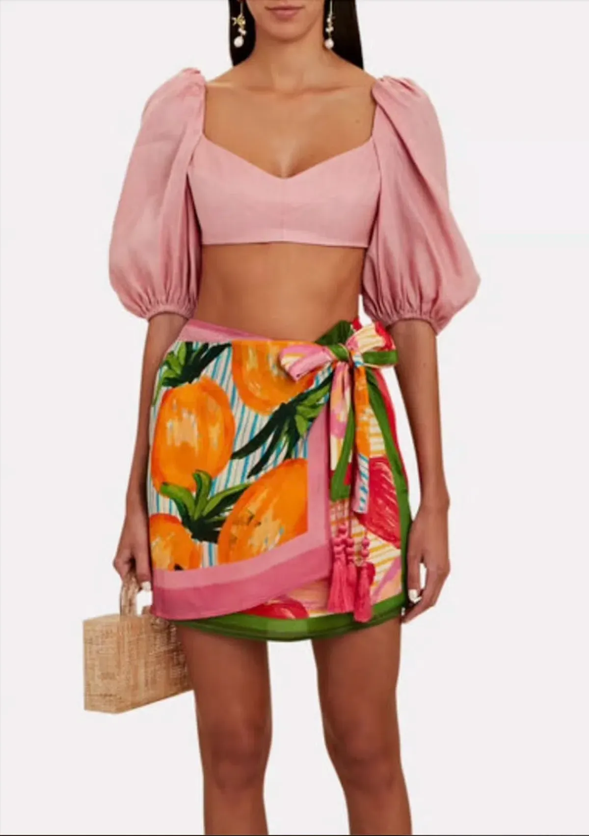 Zimmermann Jeannie Linen Crop Top Pink Size 0P / AU 6 - Image 1