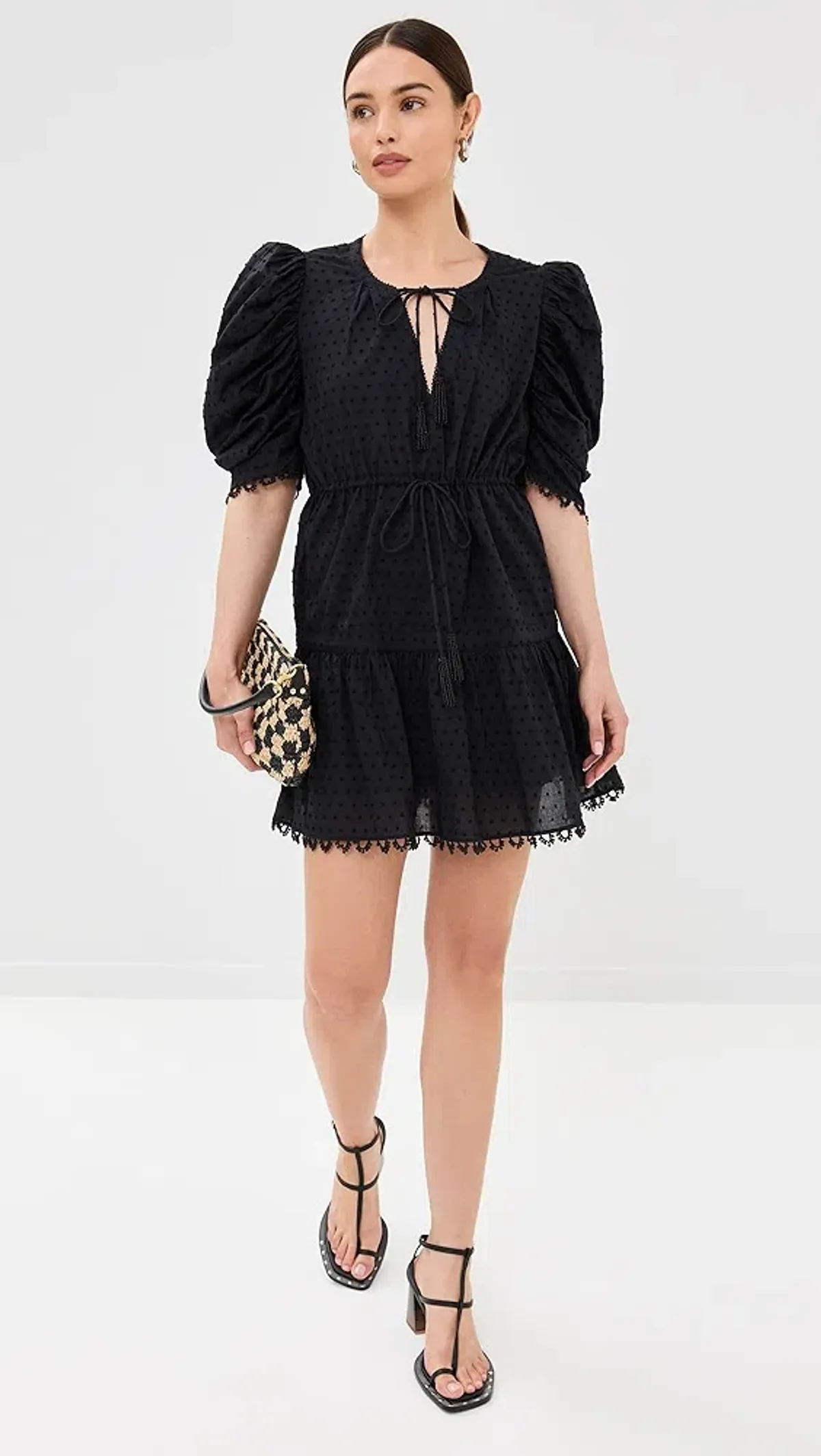 Farm Rio Summer Garden Mini Dress Black Size Small - Image 2