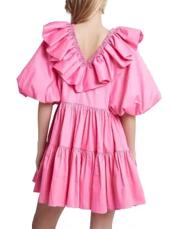 AJE SOLSTICE pink RUFFLE puff sleeve TIERED SMOCK DRESS SIZE 14  for rent on The Volte - image 5