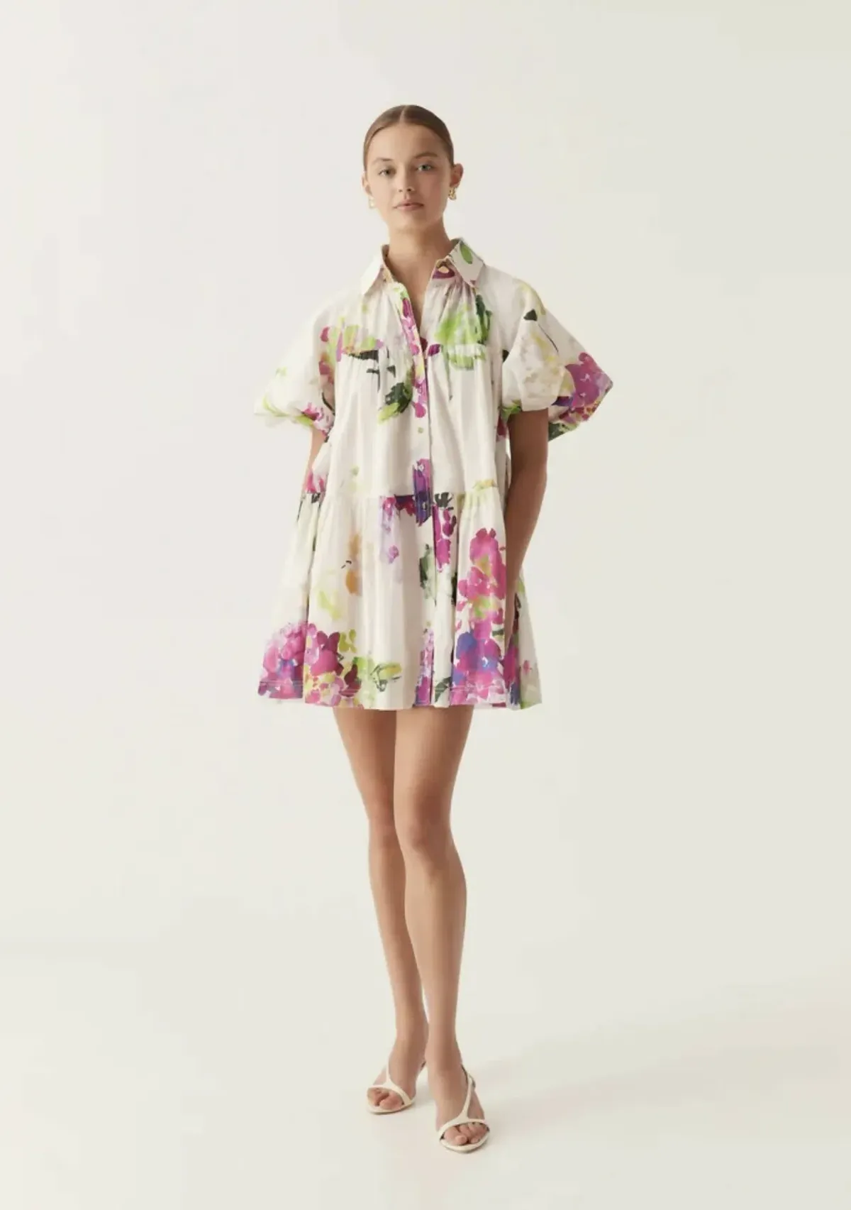 Aje Pablo Smock Mini Puff Sleeve Dress Wild Hydrangea Size 16 - Image 1