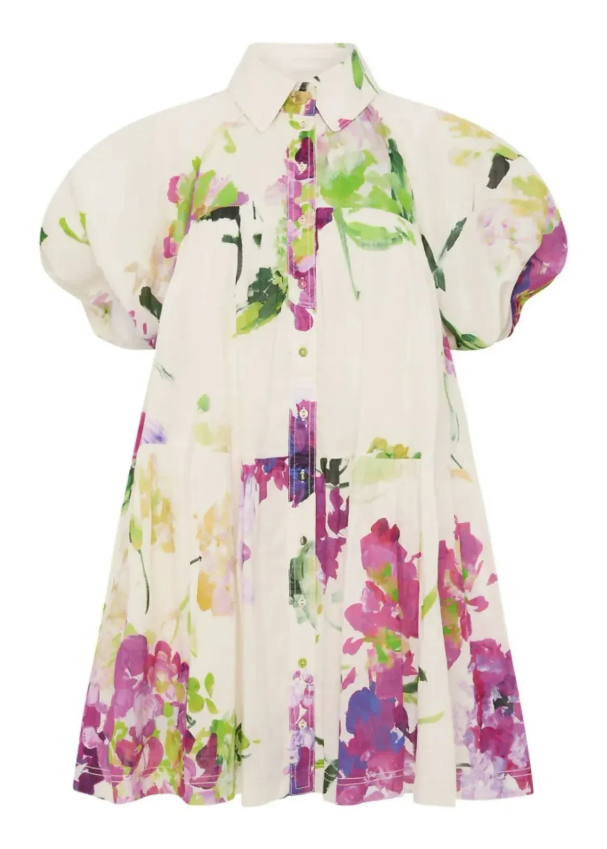 Aje Pablo Smock Mini Puff Sleeve Dress Wild Hydrangea Size 16 - Image 10