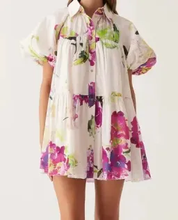 Aje Pablo Smock Mini Puff Sleeve Dress Wild Hydrangea Size 16 for rent on The Volte - image 6
