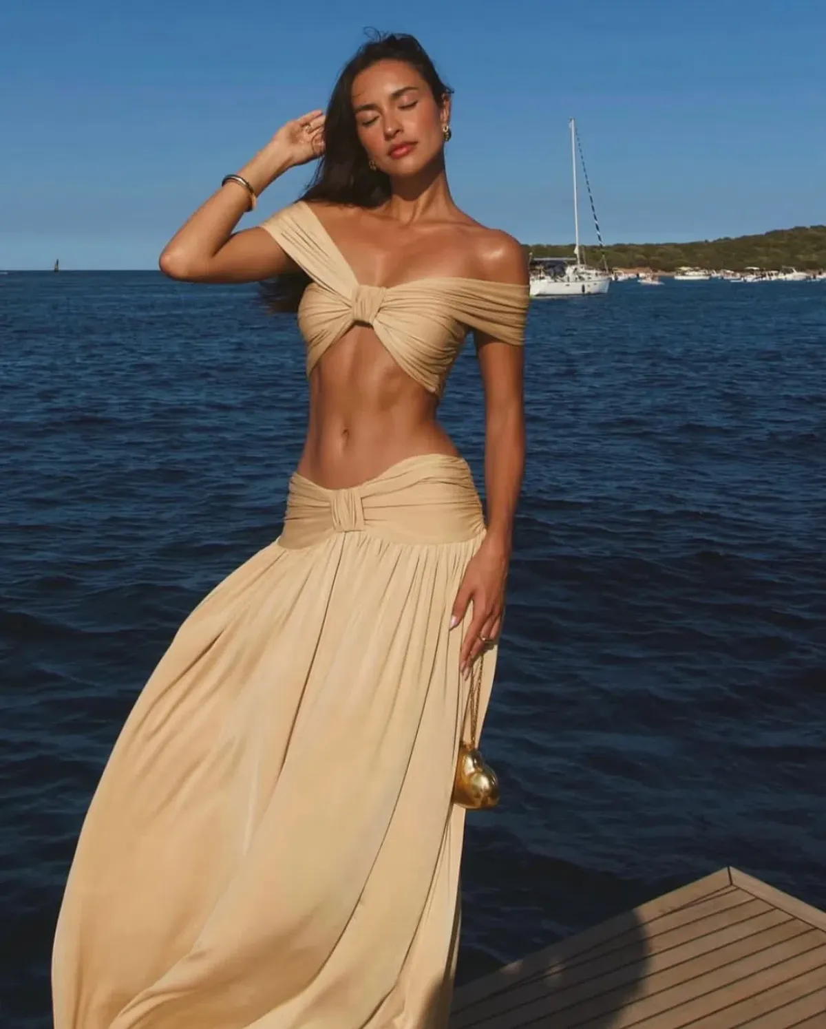 Arcina Ori Alessia Top & Maxi Skirt Dress Set in Sand AU 6 - Image 1