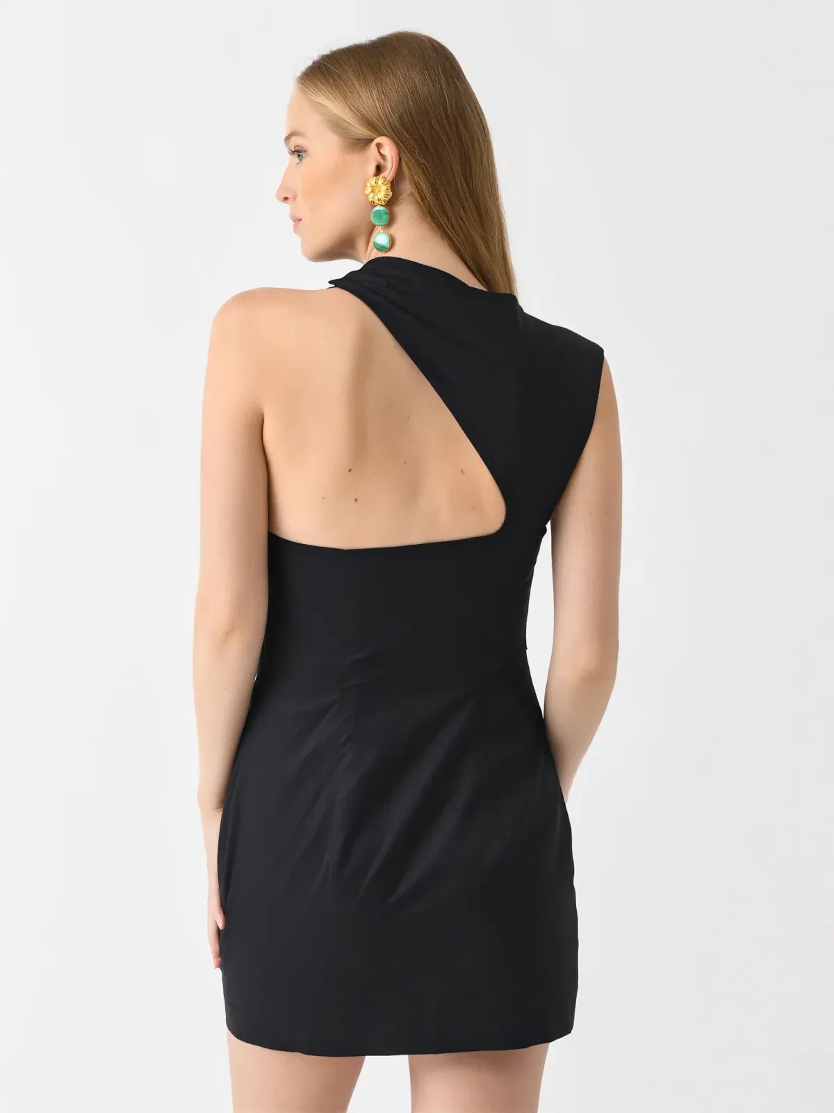 St Agni Asymmetric Tuck Mini Dress - Black - Image 2