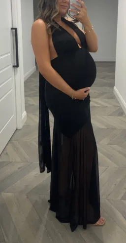 By Nicola Ophelia Halter Neck Maxi Dress in Black Size 10 for rent on The Volte - image 7