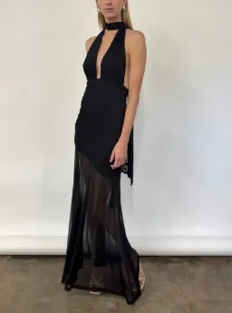 By Nicola Ophelia Halter Neck Maxi Dress in Black Size 10 for rent on The Volte - image 1