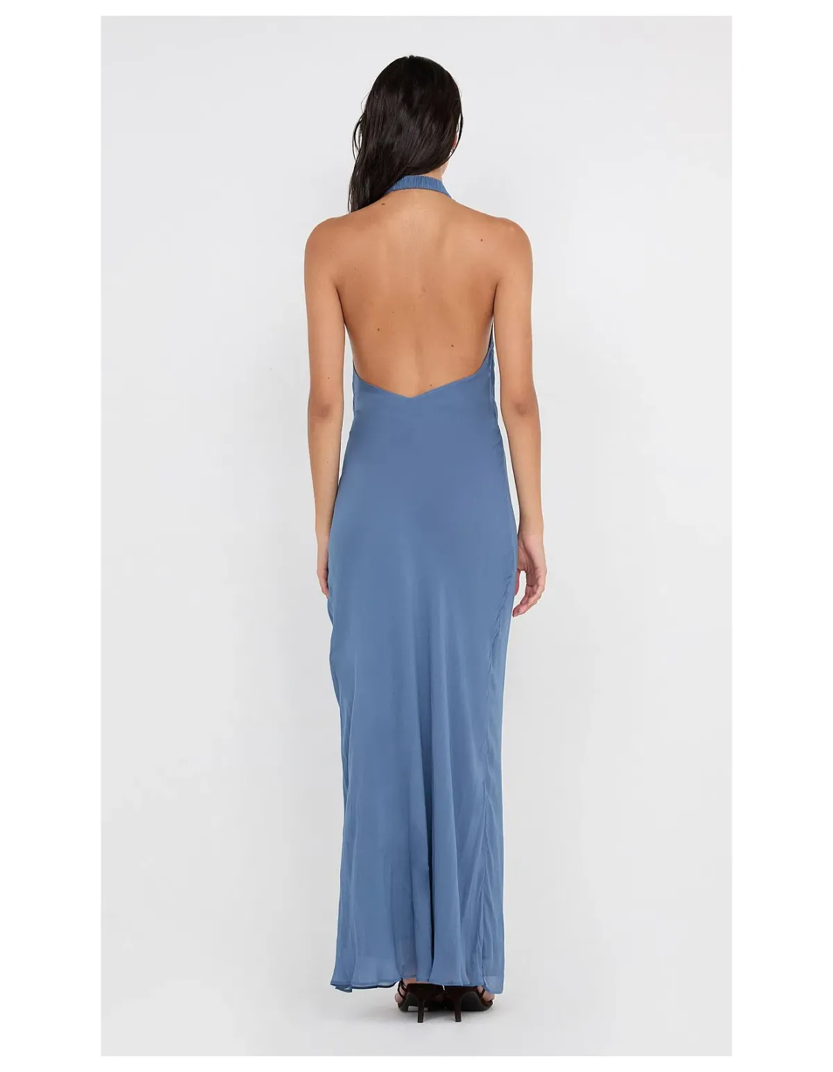 Bec & Bridge Soneva Wrap Halter Wrap Dress Maxi Steel Blue Size 8 AU - Image 3