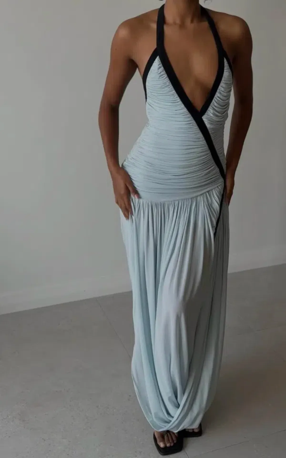 Christopher Esber Suspended Ruched Jersey Maxi Dress Blue Size Au6  - Image 1