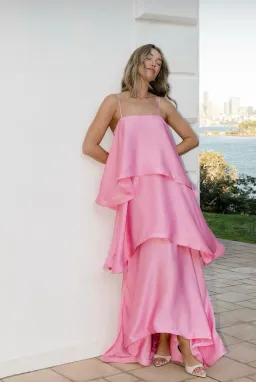 Elliatt Tilly Tiered maxi Pink Size L(12-16) for rent on The Volte - image 1