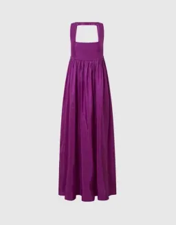 OROTON Strappy Open Back Poplin Maxi Sundress in Magenta Size 10 for rent on The Volte - image 9