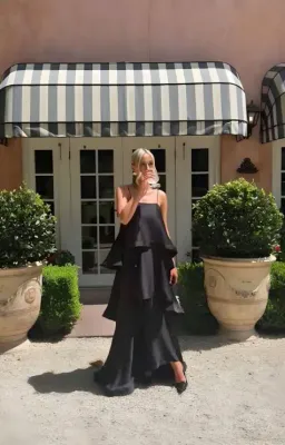 Tilly Tiered Maxi Dress in Black in XXL for rent on The Volte - image 7