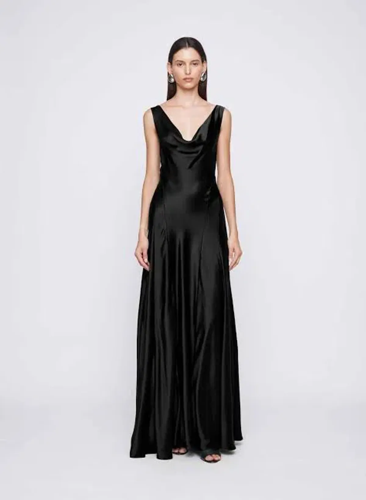 ANNA QUAN Keira Draped Maxi Dress Gown in Black Ink 8 - Image 1