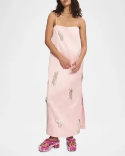 ALEMAIS Cindy Embellished Slip Dress Pink 8  for rent on The Volte - image 12