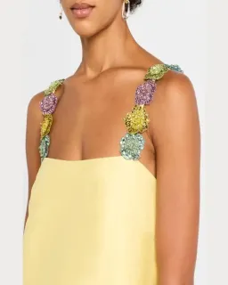 ALEMAIS Lolita Floral Beaded Mini Dress Yellow 10 AU for rent on The Volte - image 9