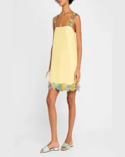 ALEMAIS Lolita Floral Beaded Mini Dress Yellow 10 AU for rent on The Volte - image 7