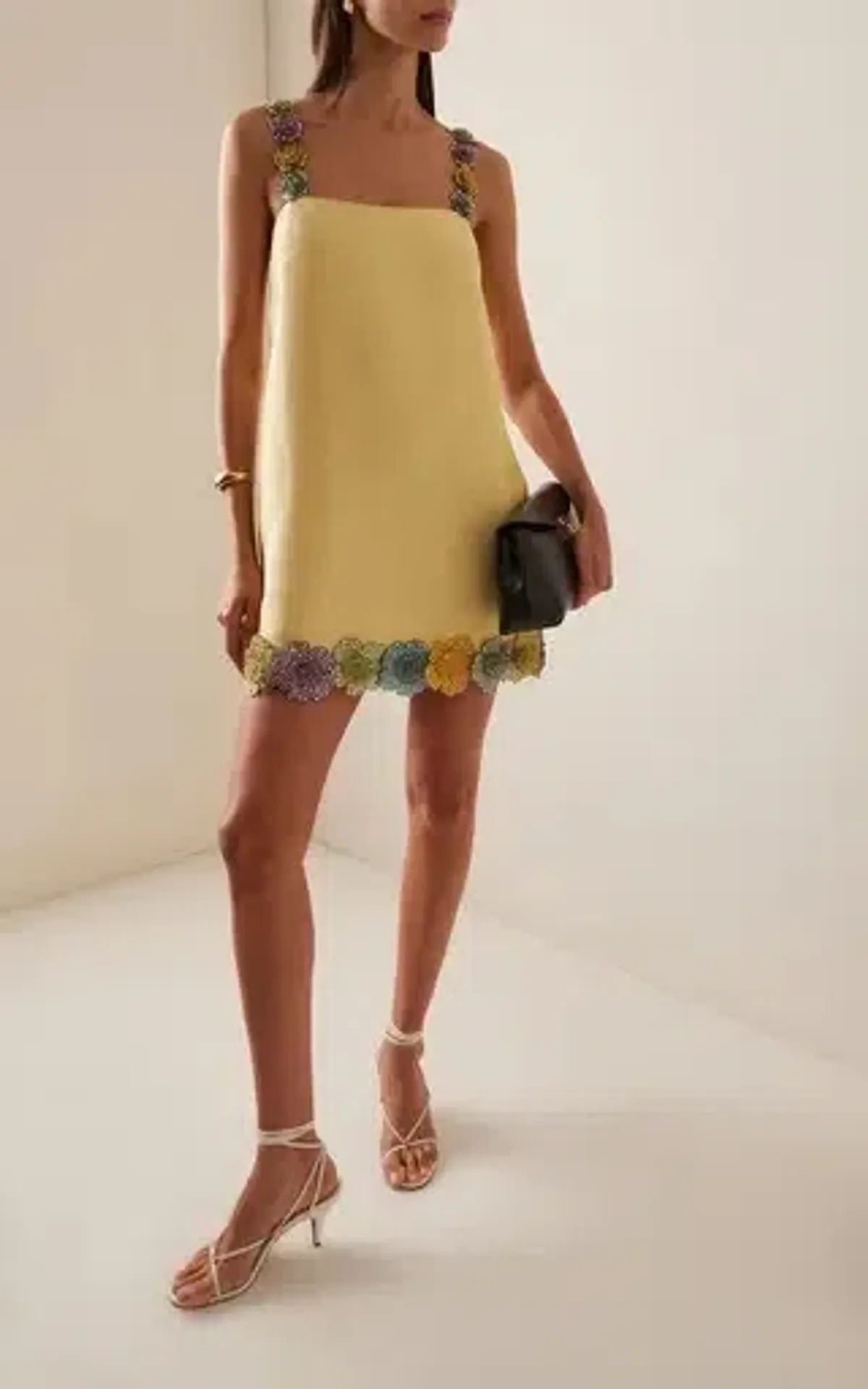 ALEMAIS Lolita Floral Beaded Mini Dress Yellow 10 AU - Image 1