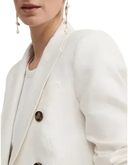 Witchery Linen Double-Breasted Crop Sleeve Blazer White Size 8 for rent on The Volte - image 4