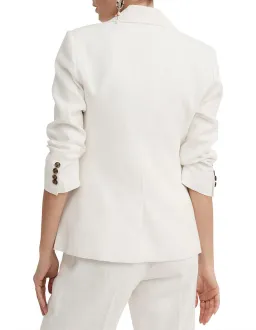 Witchery Linen Double-Breasted Crop Sleeve Blazer White Size 8 for rent on The Volte - image 5