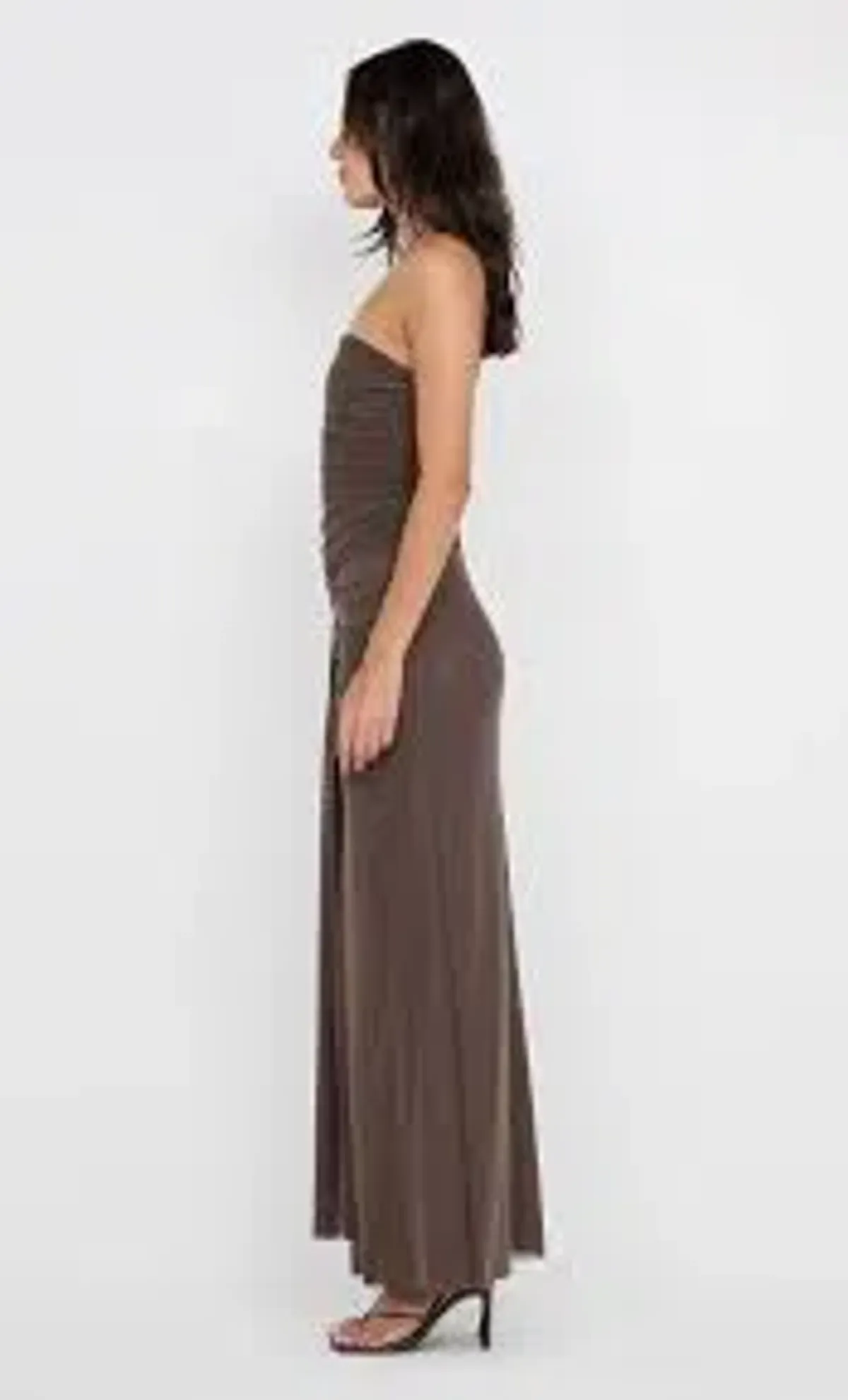 BEC & BRIDGE IDA STRAPLESS MAXI GOWN IN CHOCOLATE BROWN SIZE AU 6 - Image 1