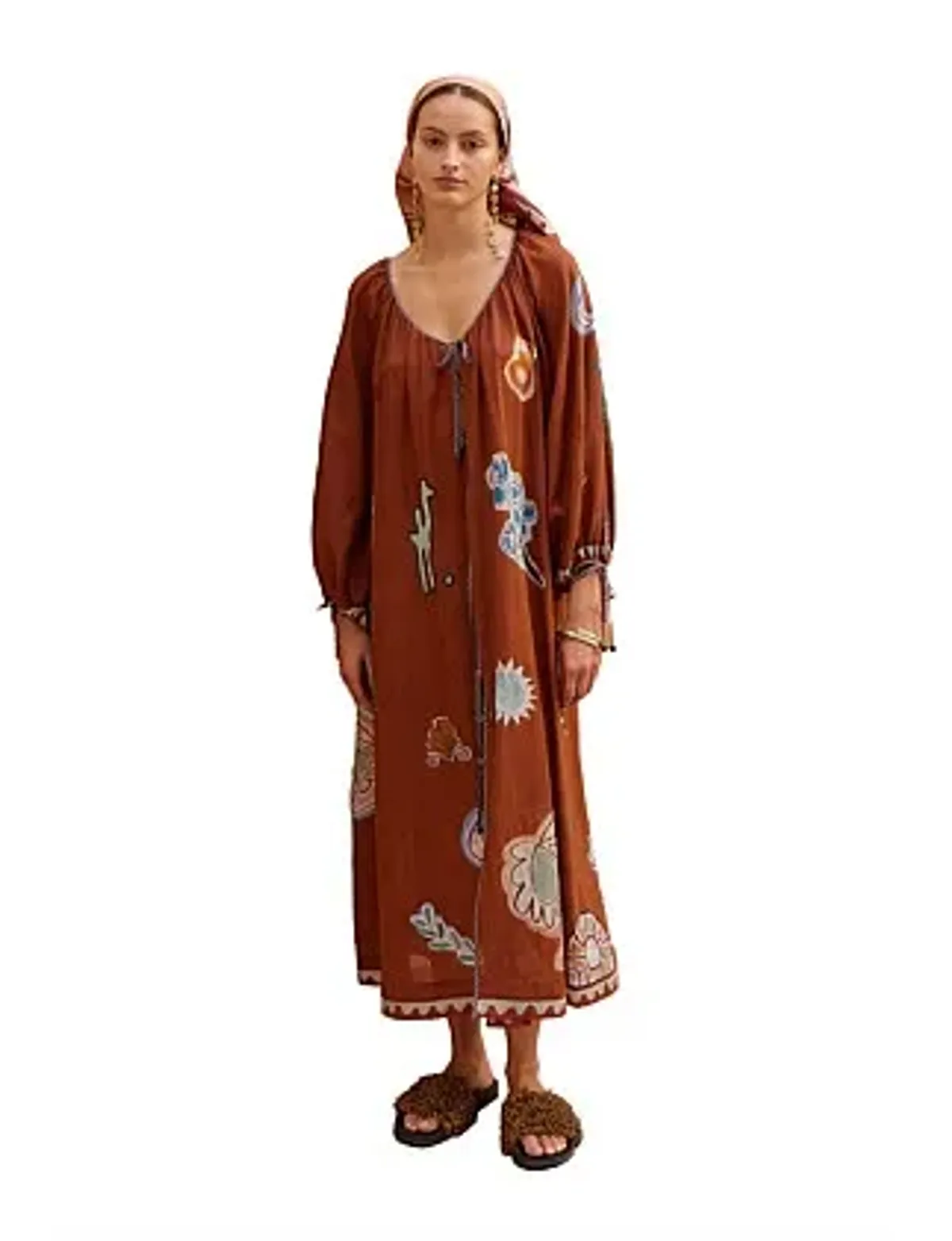 Alemais LAURENCE TIE FRONT SHIRTDRESS Brown Size 14 - Image 1