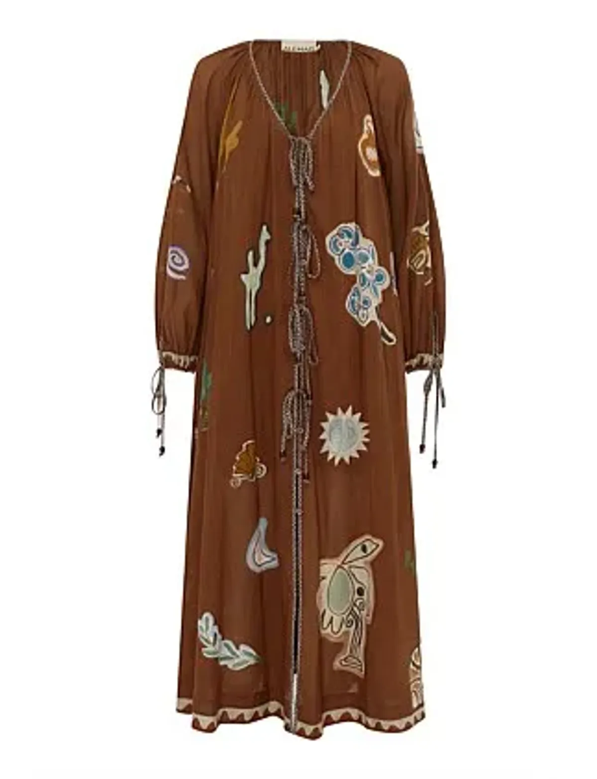 Alemais LAURENCE TIE FRONT SHIRTDRESS Brown Size 14 - Image 5