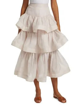 Zimmermann Rhythmic Ruffle Bodice And Tiered Midi Skirt Set Size 2 AUS 12 for rent on The Volte - image 3