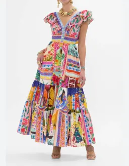 Camilla Tiered Dress With Neck Frill Roeqiyas Realm Size S (10) for rent on The Volte - image 1