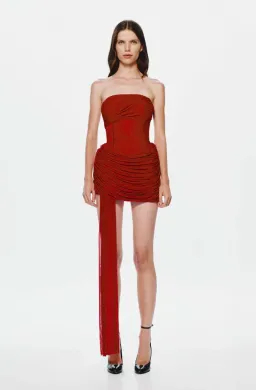Misha The Ember Wrapped Mini Dress in Cherry Red XS / AU 6 for rent on The Volte - image 5