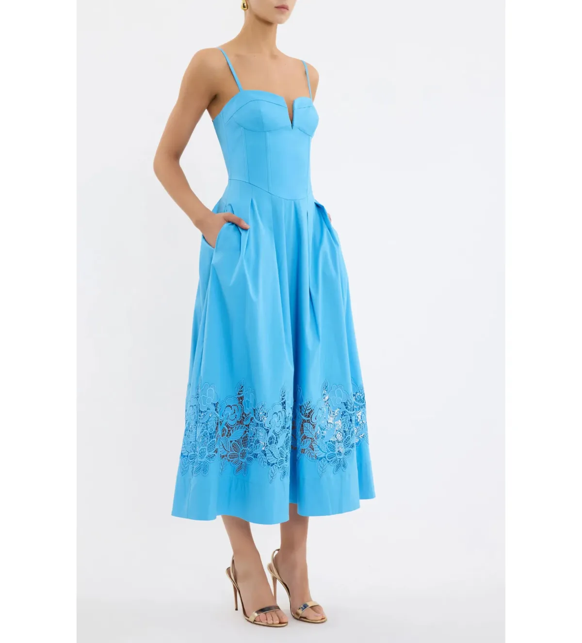 Rebecca Vallance Montreux Midi Dress Light Blue Size AU 12 - Image 2