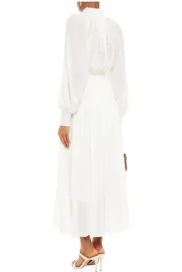 Zimmermann Dress White Shirred Fil Coupé Silk-Blend Maxi Sz 3/ AU 12-14 for rent on The Volte - image 2