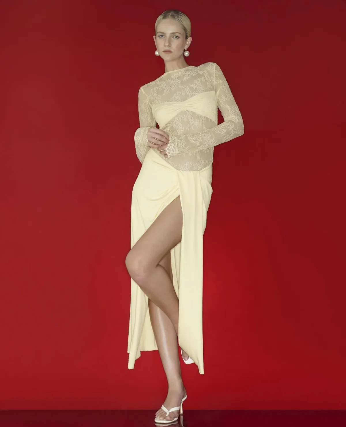 Benni Colton Midi Dress in Butter Yellow Size 6 - Image 3