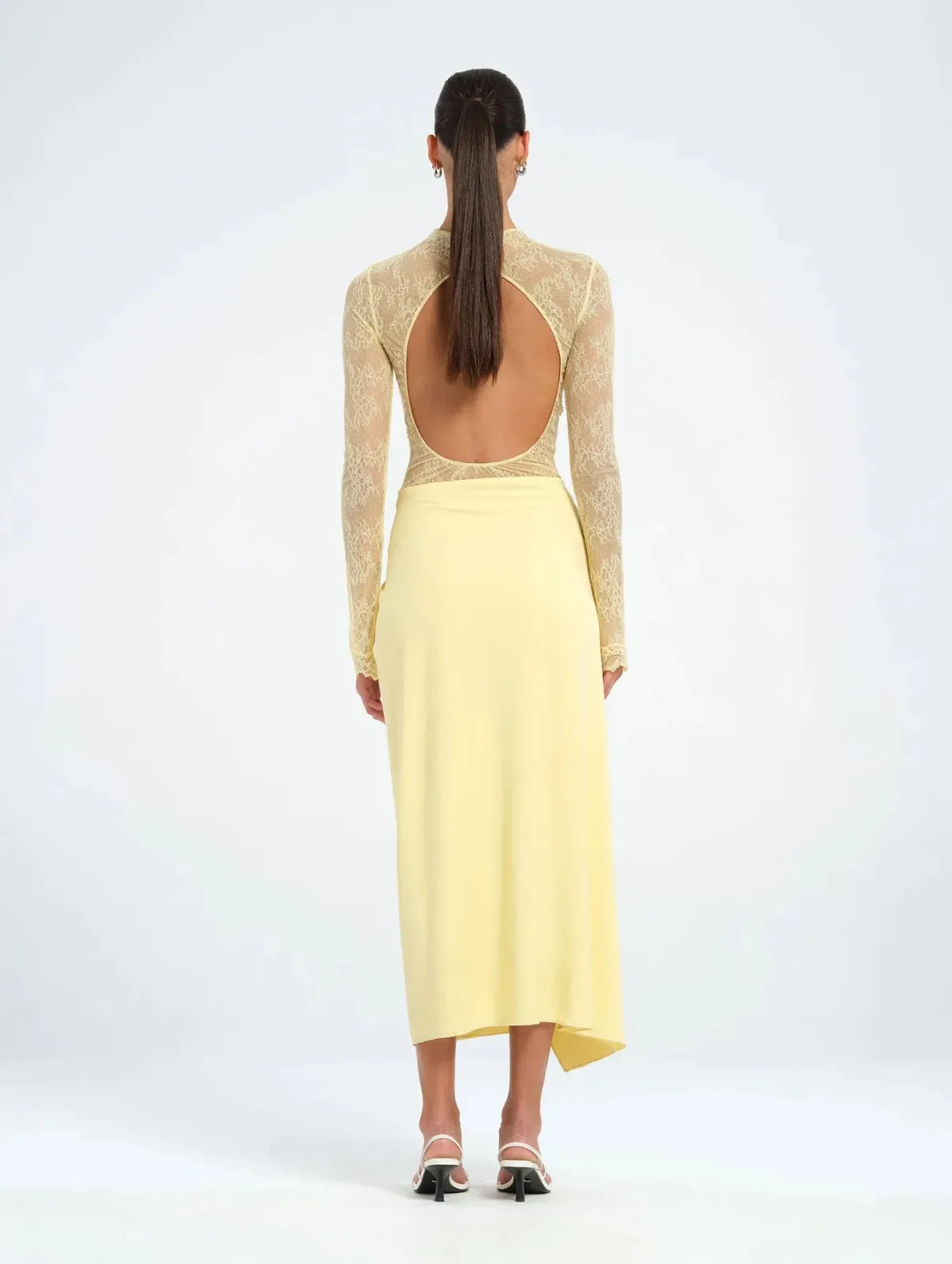 Benni Colton Midi Dress in Butter Yellow Size 6 - Image 4