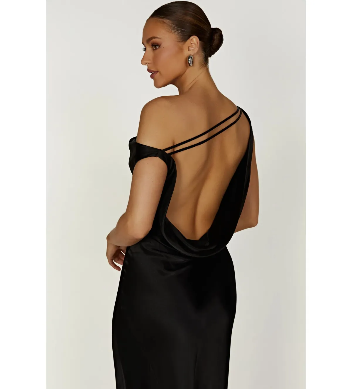 Meshki Yvette Slip Maxi Dress with Asymmetrical Hem Black Size S AU 8 - Image 6