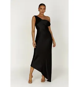 Meshki Yvette Slip Maxi Dress with Asymmetrical Hem Black Size S AU 8 for rent on The Volte - image 1