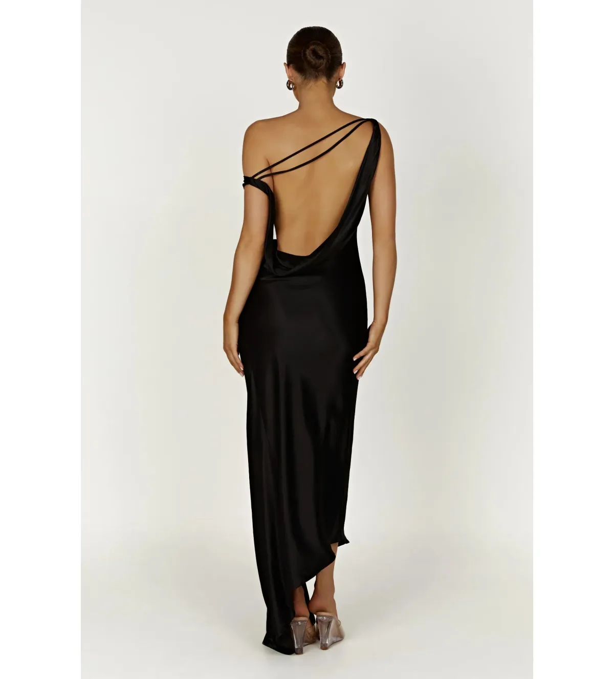 Meshki Yvette Slip Maxi Dress with Asymmetrical Hem Black Size S AU 8 - Image 5